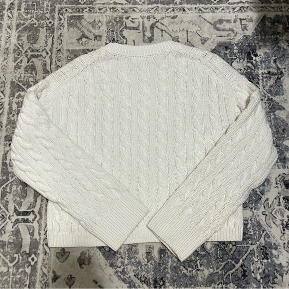 J.Crew White Cable Knit Cropped Sweater - Picture 3 of 4